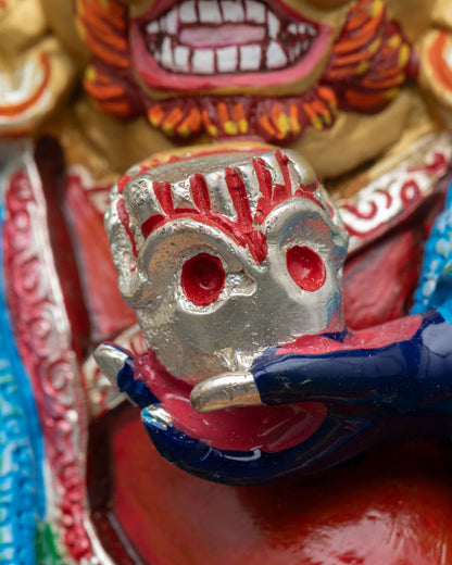 Colorful Mahakala Bernagchen Statue | Wrathful Dharma Protector