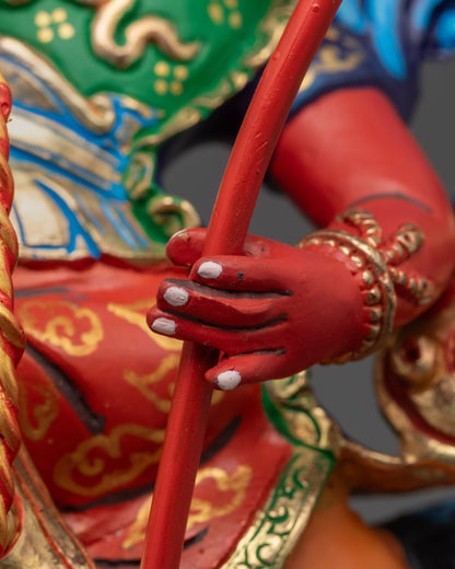 Colored Tsengo Rolpa Chudan Statue | Himalayan Protector Sculpture