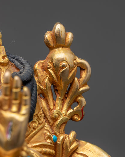 24K Gold-Gilded Face White Tara Statue | Tibetan Meditation Sculpture