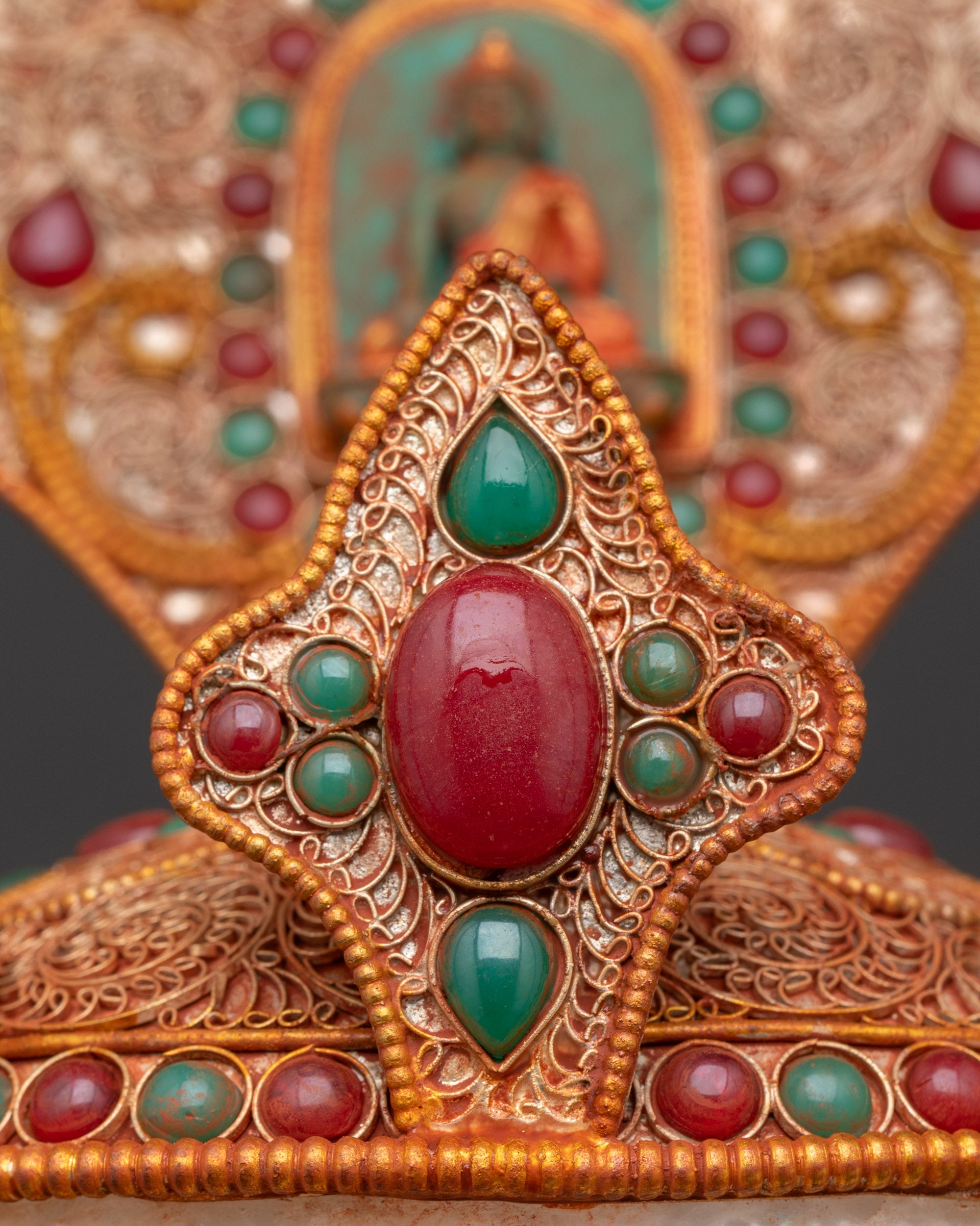 Jeweled Skull Head | Handmade Decor Himalayan Ritual Art Nepal