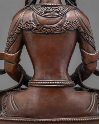 Amitayus Statue | Handcrafted Oxidized Nepalese Buddhist Copper Idol
