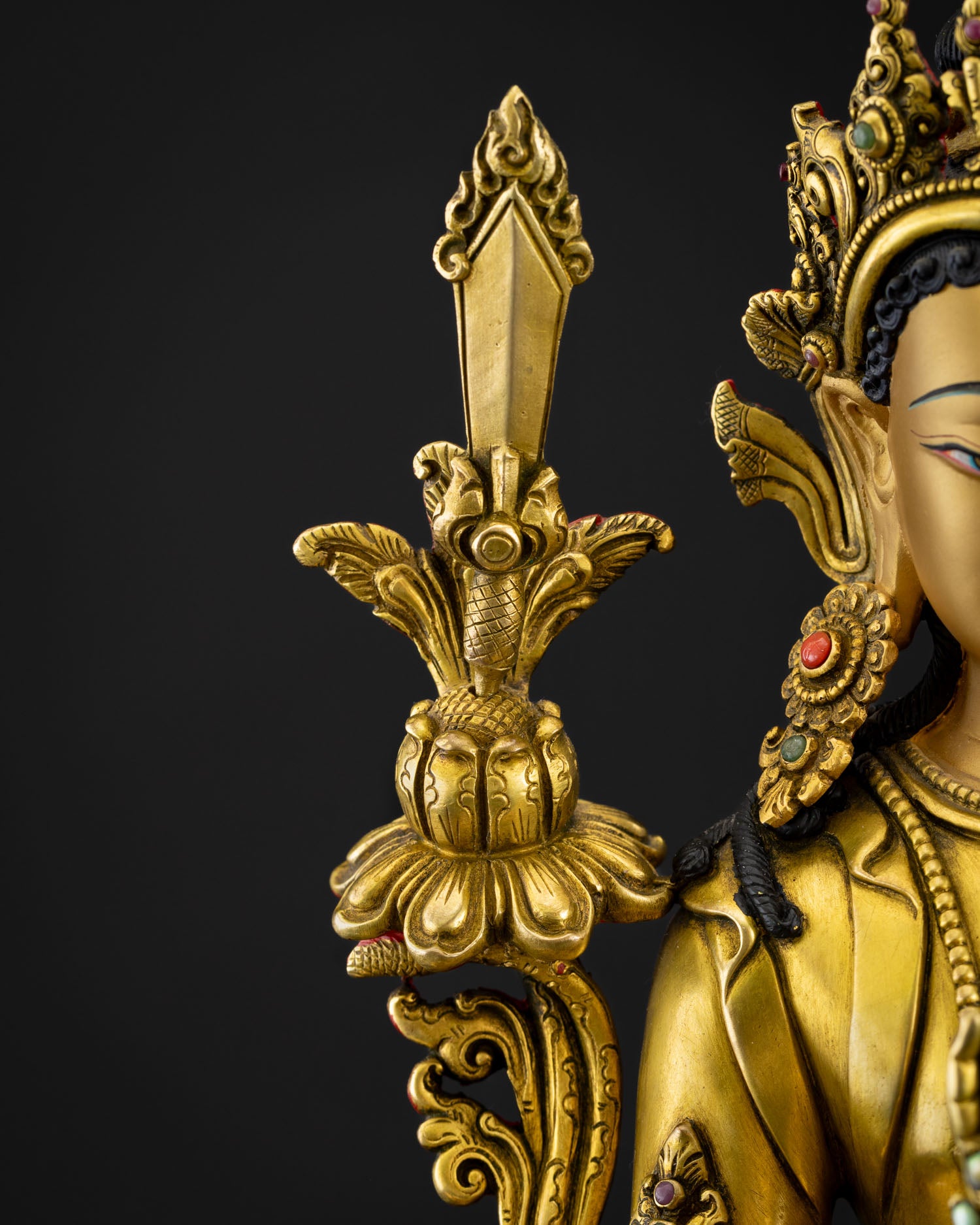 Simhanada Manjushri Statue | Handcrafted Gold Guarantee Idol