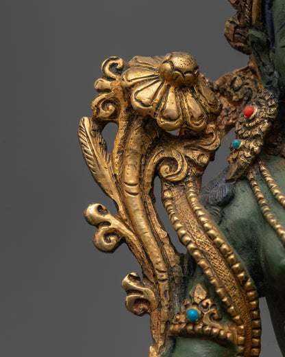 Hand-painted Green Tara Statue | Jetsun Dolma Goddess of Compassion