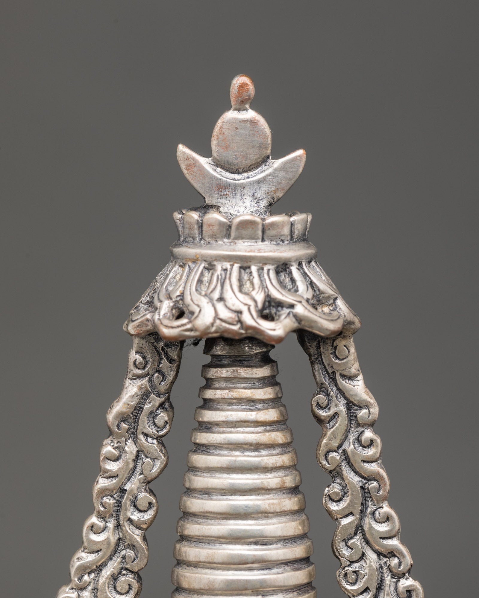 Oxidized Copper Shakyamuni Buddha Stupa | Himalayan Buddhist Shrine