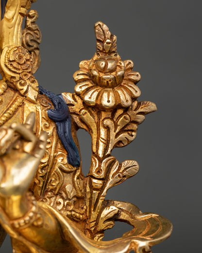 Green Tara Statue | 24K Gold Gilded Buddhist Goddess