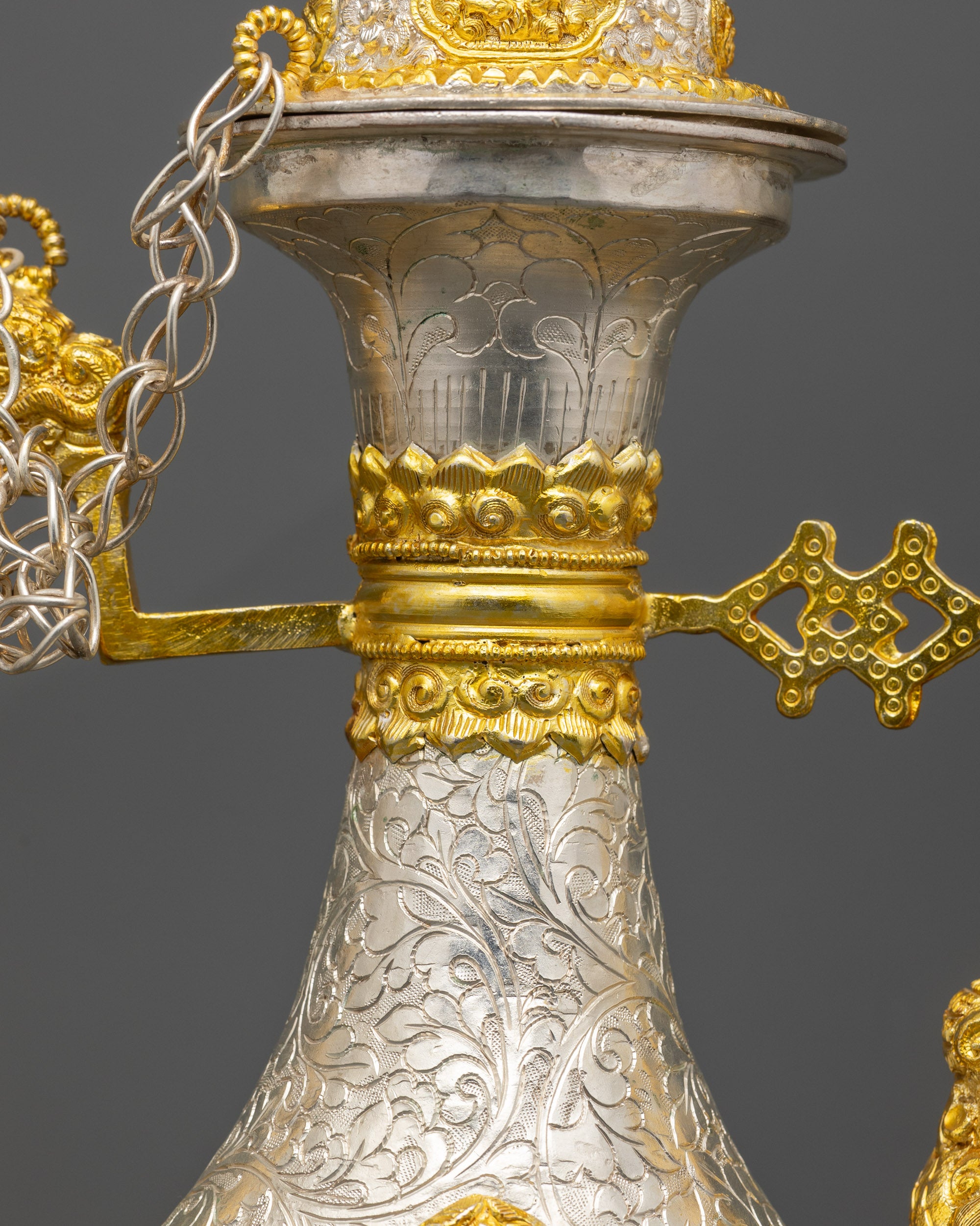 Handmade Tea Pot | Gold & Silver-Plated Copper Ritual item for Devotion