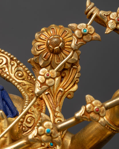 Gold-Gilded Kurukulla Statue | Red Tara Buddhist Goddess of Attraction