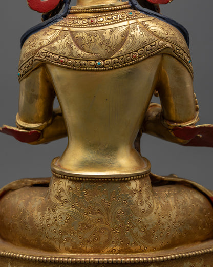 24K Gold-Gilded Vajradhara Statue | Tibetan Primordial Buddha Idol