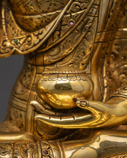 Enlightened Shakyamuni Buddha Statue | Fire Gold-Gilded Nepalese Art