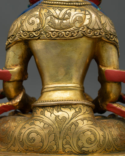 Luxury Amitayus Statue | Finely Detailed Copper Buddhist Artwork