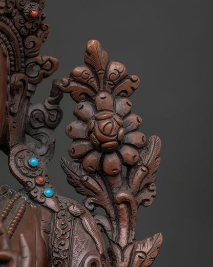 Oxidized White Tara Statue | Seven Eyed Female Buddha Sculpture