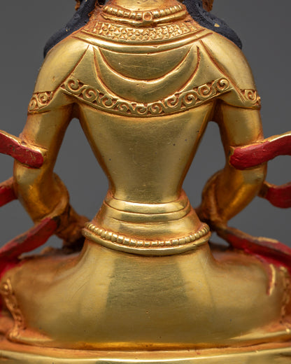 Tibetan Amitayus Statue | 24K Gold-Gilded Buddha for Longevity