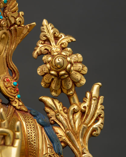 Handcrafted Green Tara Statue | Buddhist Compassionate Deity