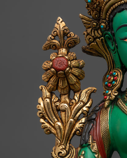 Green-Hued Mother Tara Statue | High-Quality Handcrafted Buddhist Idol