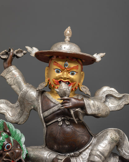 Dorje Legpa Statue 29.7” | Silver Plated Copper