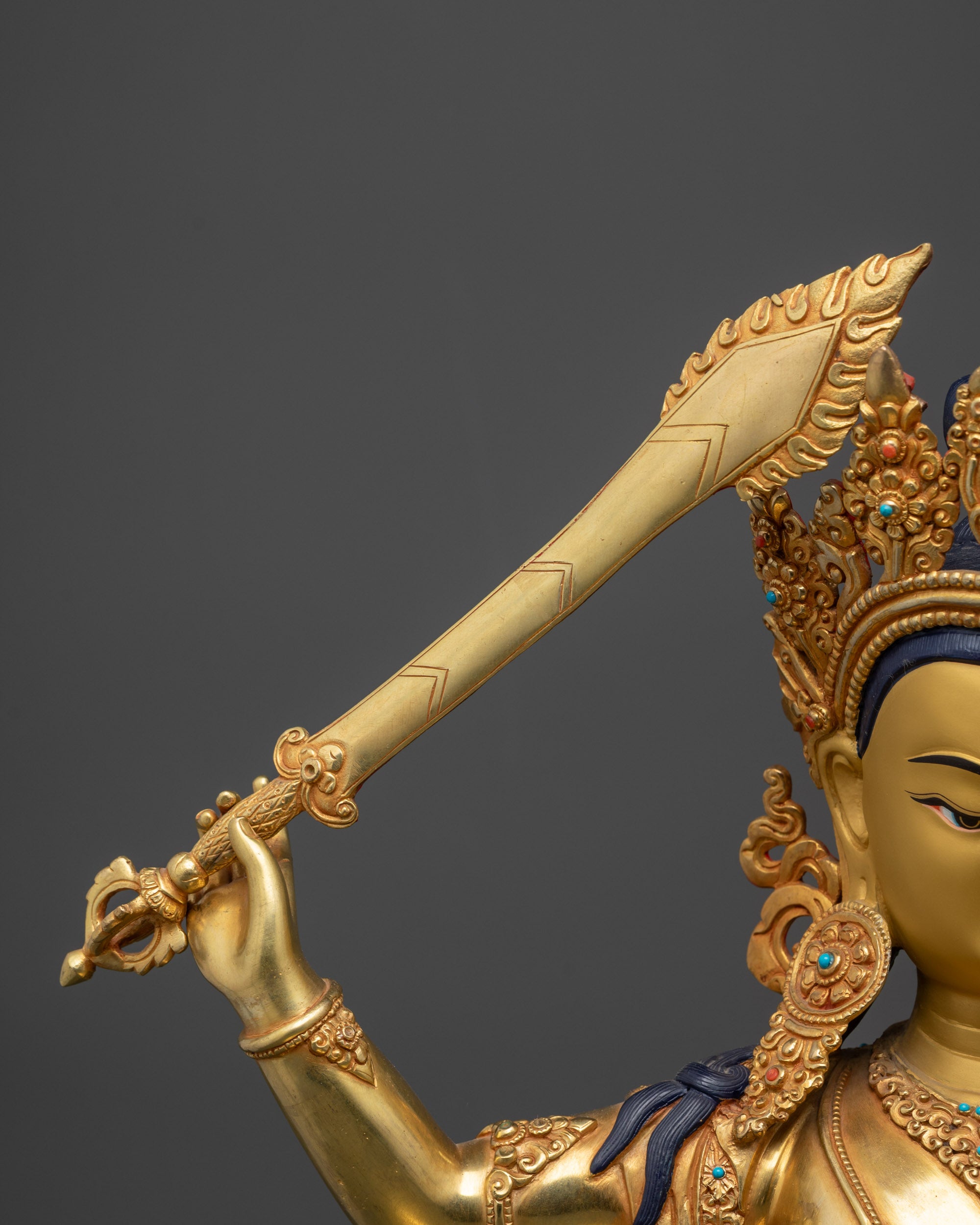 Awaken Wisdom with Monju Bosatsu Statue | Nepalese Handcrafted Artwork