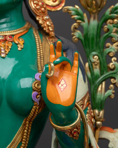 22" Mother Green Tara Statue for Altar | Tibetan Buddhist Sculpture