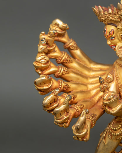 Hevajra Statue | Traditional 24K Gold Gilded Buddhist Art