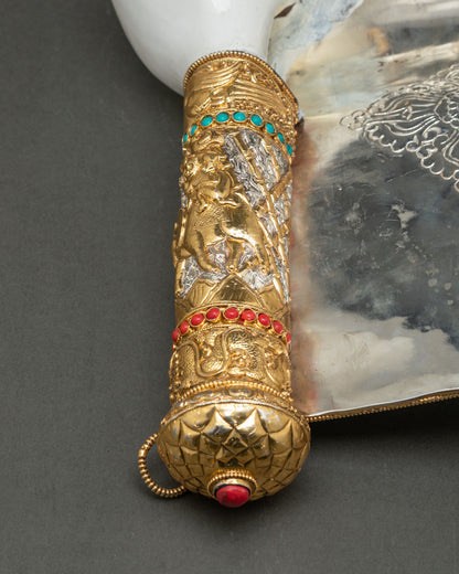 Conch Shell from Nepal | Buddhist Altar Ritual Art