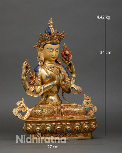 Four-armed Avalokiteshvara Statue | Divine Lord Who Gazes Down