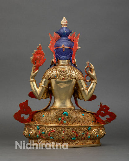 Four-armed Avalokiteshvara Statue | Divine Lord Who Gazes Down