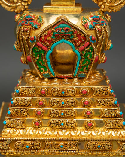 Handcrafted Tibetan Stupa | Buddhist Shrine Decor from Nepal