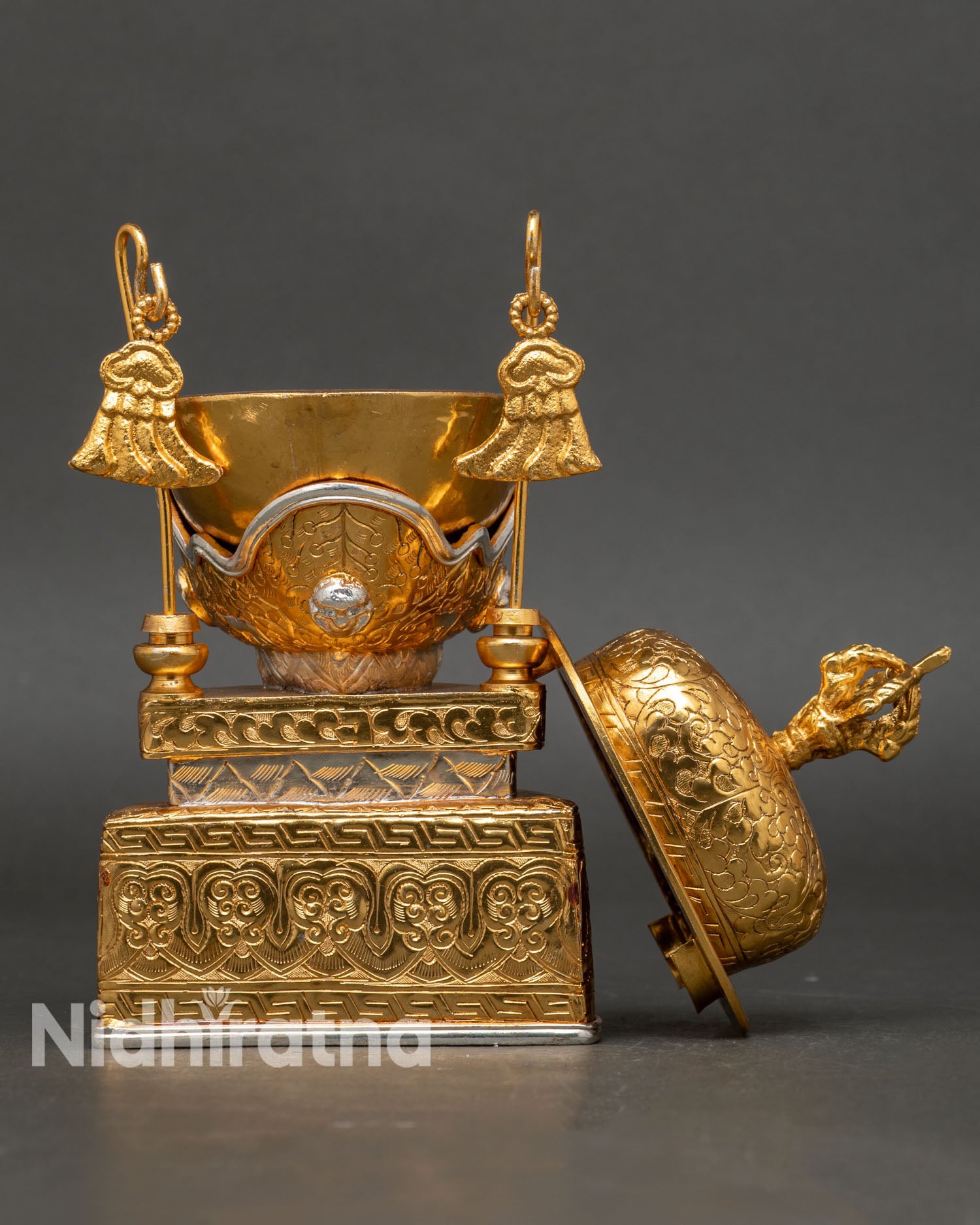 Traditional Tibetan Kapala Set for Buddhist Altars