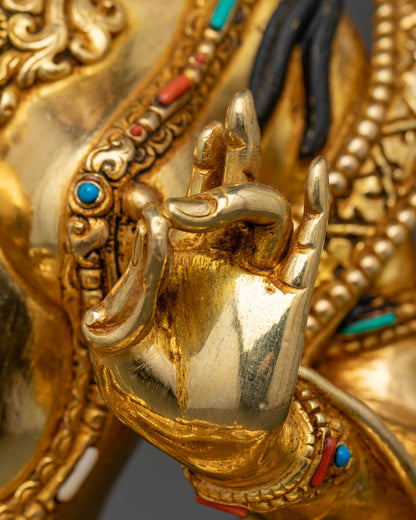 Green Tara Statue | Fire-Gilded Tibetan Buddhist Figurine
