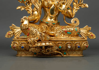 Green Tara Statue | Fire-Gilded Tibetan Buddhist Figurine