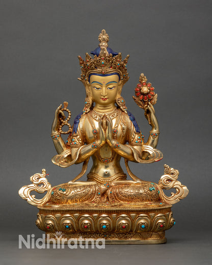 Four-armed Avalokiteshvara Statue | Divine Lord Who Gazes Down