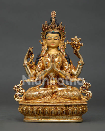 Four Armed Chenrezig Statue | Sacred Avalokiteshvara Buddhist Deity