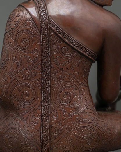 Oxidized Copper Medicine Buddha Statue | Handcrafted Tibetan Artwork