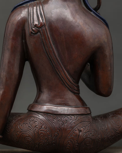 Oxidized Copper Green Tara Statue | Handcrafted Mother Tara Figurine