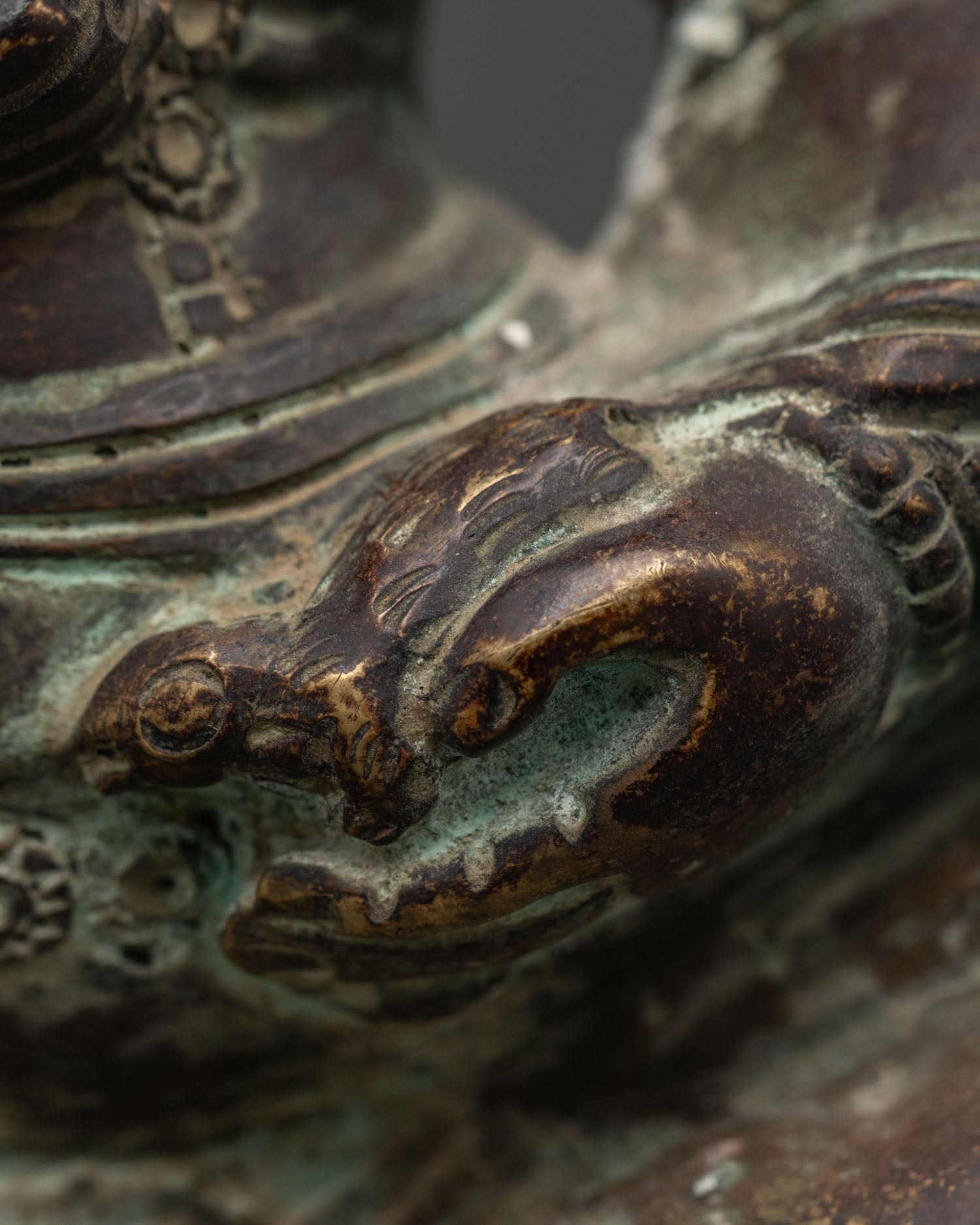 Antique Finished Black Dzambhala Statue | Wrathful Guardian of Abundance
