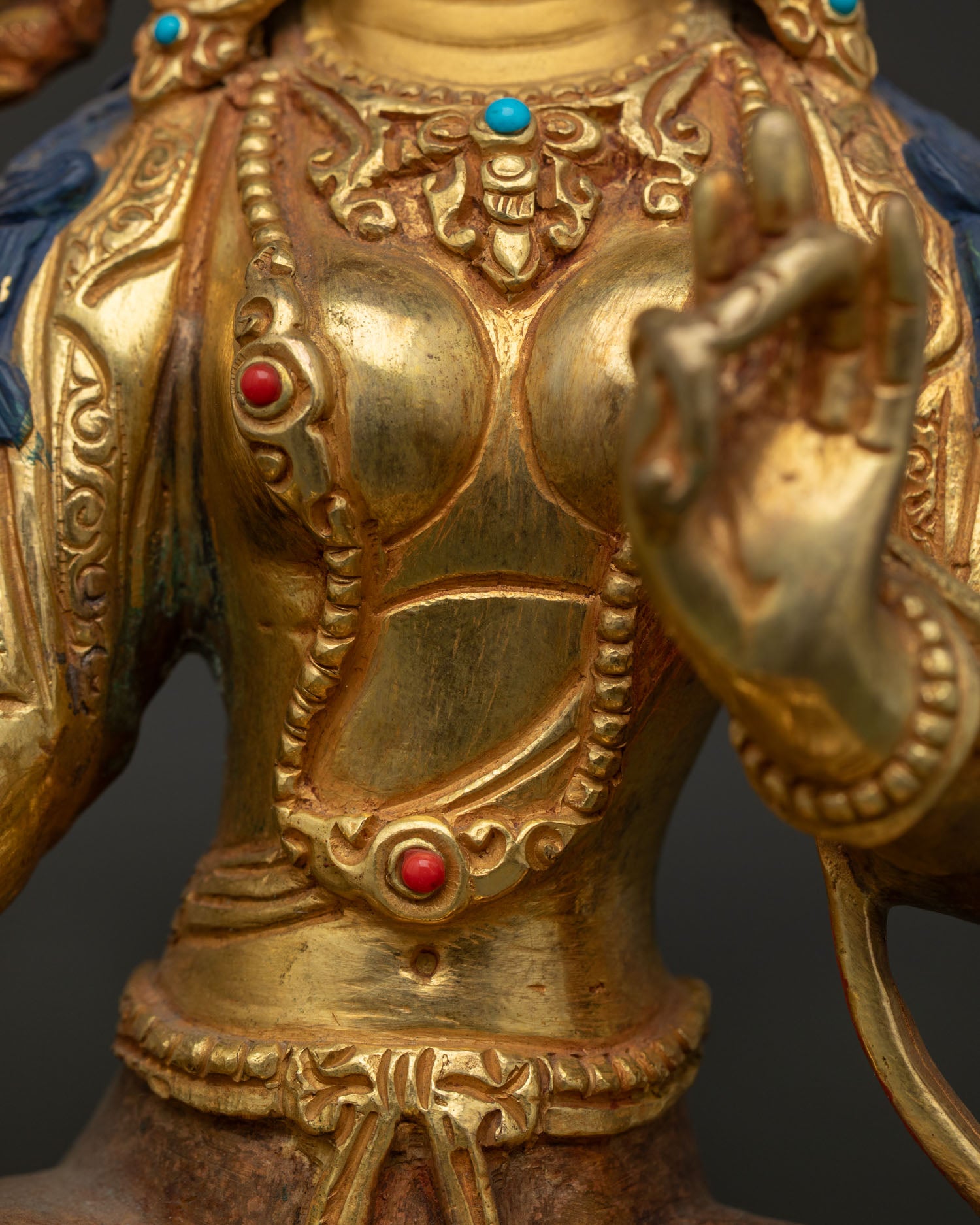 Green Tara Statue | 24K Gold Gilded Copper Sculpture