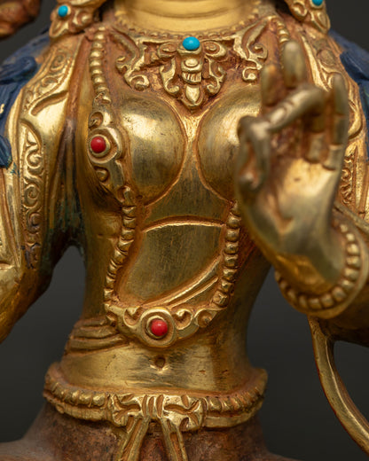 Green Tara Statue | 24K Gold Gilded Copper Sculpture