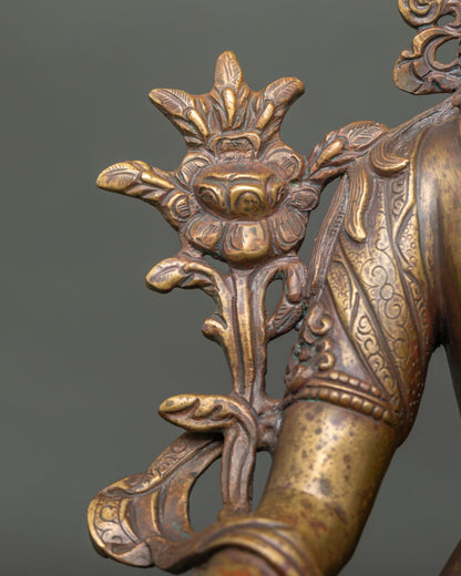 White Tara Statue | Antique-Finished Copper Sculpture from Nepal