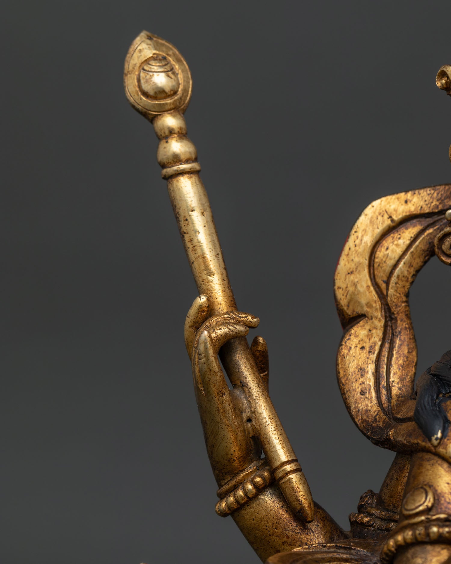 Dzambhala Statue | Gold Fire-Gilded Wealth Deity Sculpture