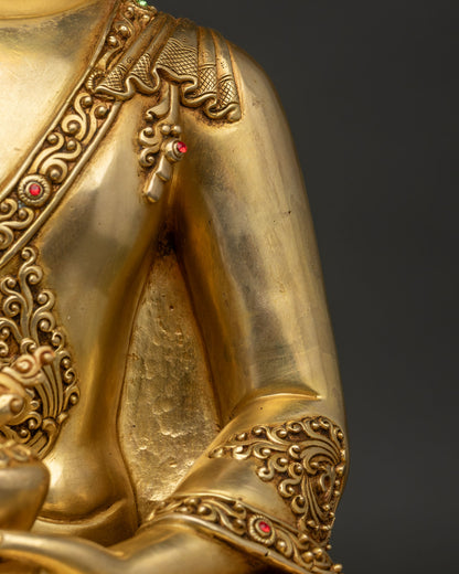 Medicine Buddha Statue | 24K Gold Gilded Copper Art