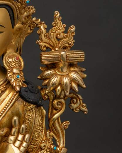 Bodhisattva Manjushri Statue | 24K Gold Fire-Gilded Buddhist Artwork