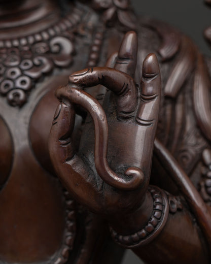 Oxidized Green Tara Statue | Sacred Buddhist Deity of Compassion