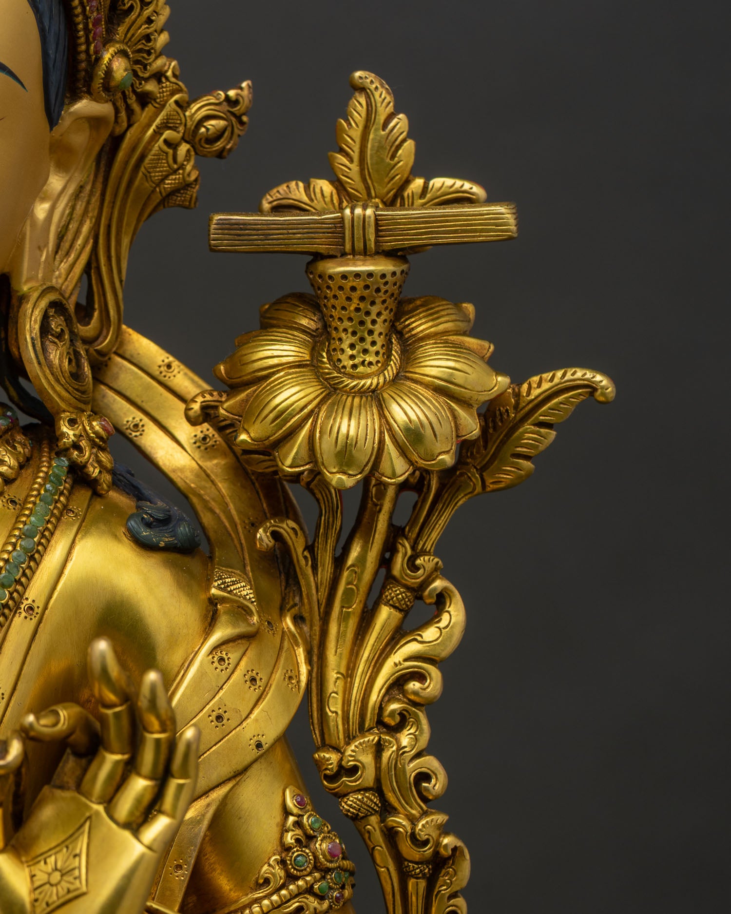 Large Size Manjushri Statue | 24K Gold Fire-Gilded Copper Sculpture