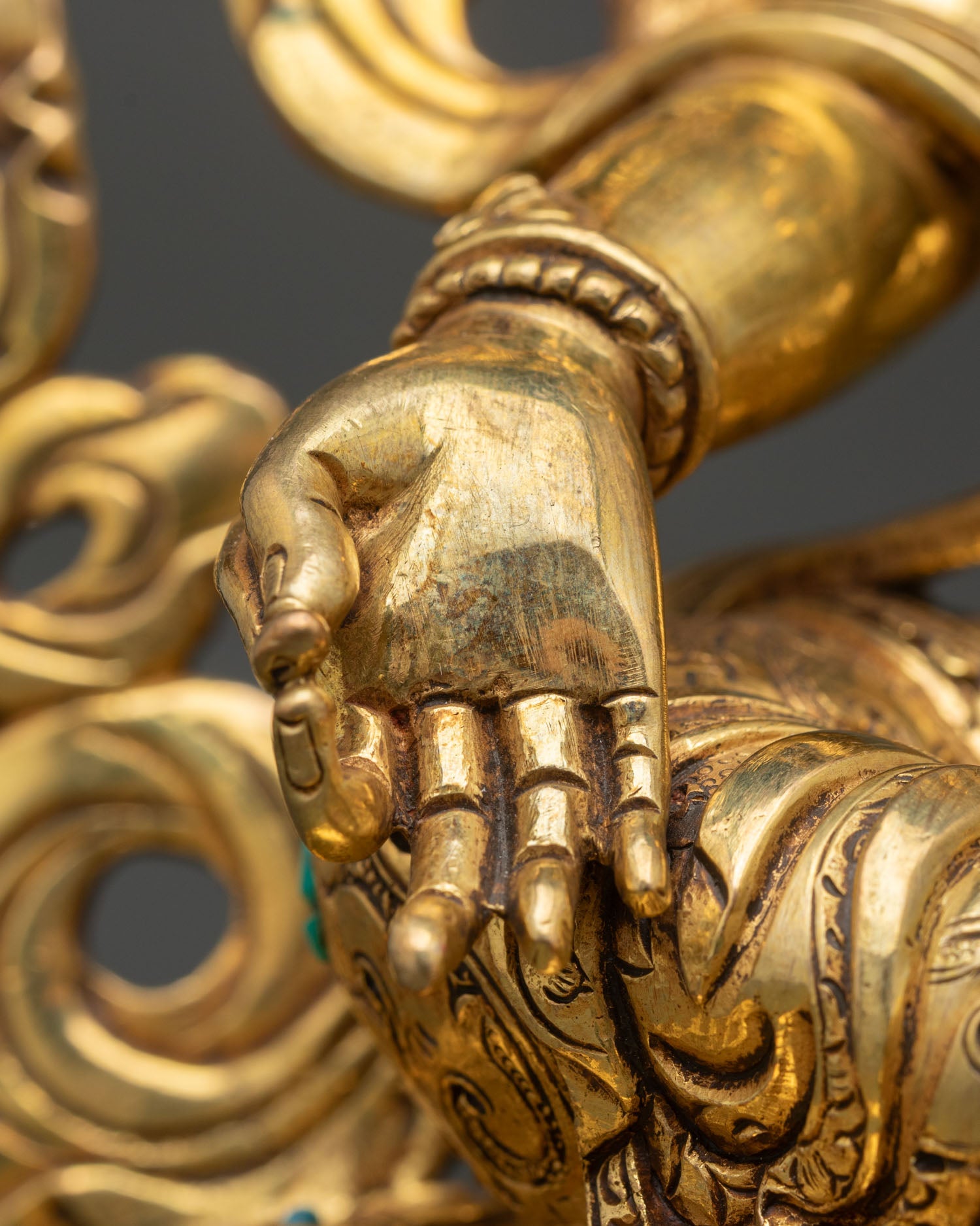Elegant Green Tara | Gold Gilded Copper Tara Statue