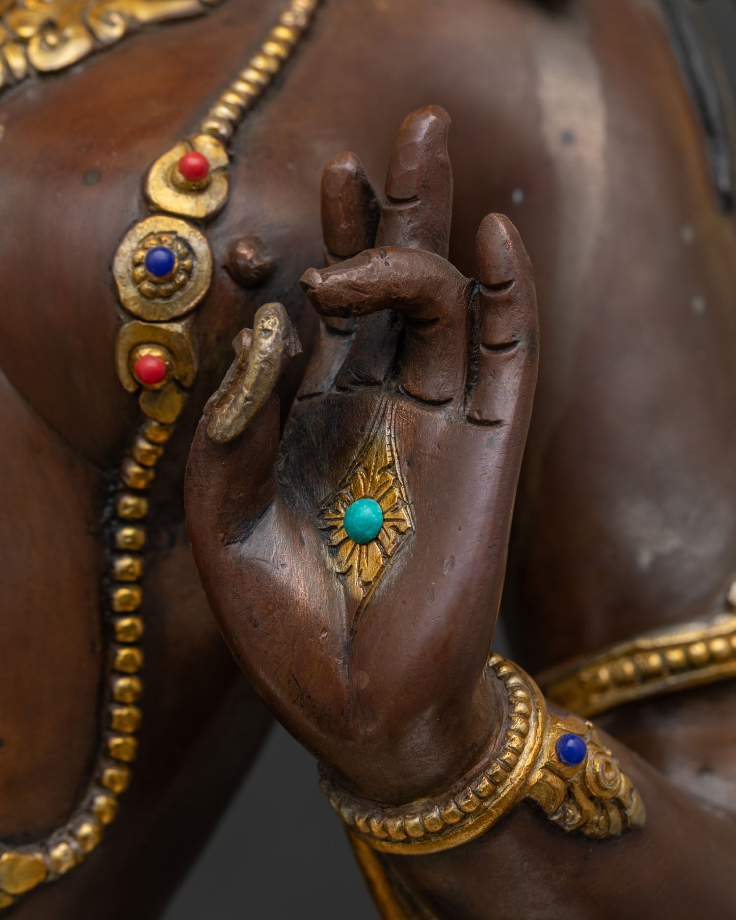 Spiritual Green Tara Statue – Handcrafted Oxidized Copper Sculpture