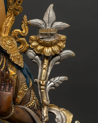Manjushri Statue from Nepal | Oxidized Copper & Gold Sacred Art