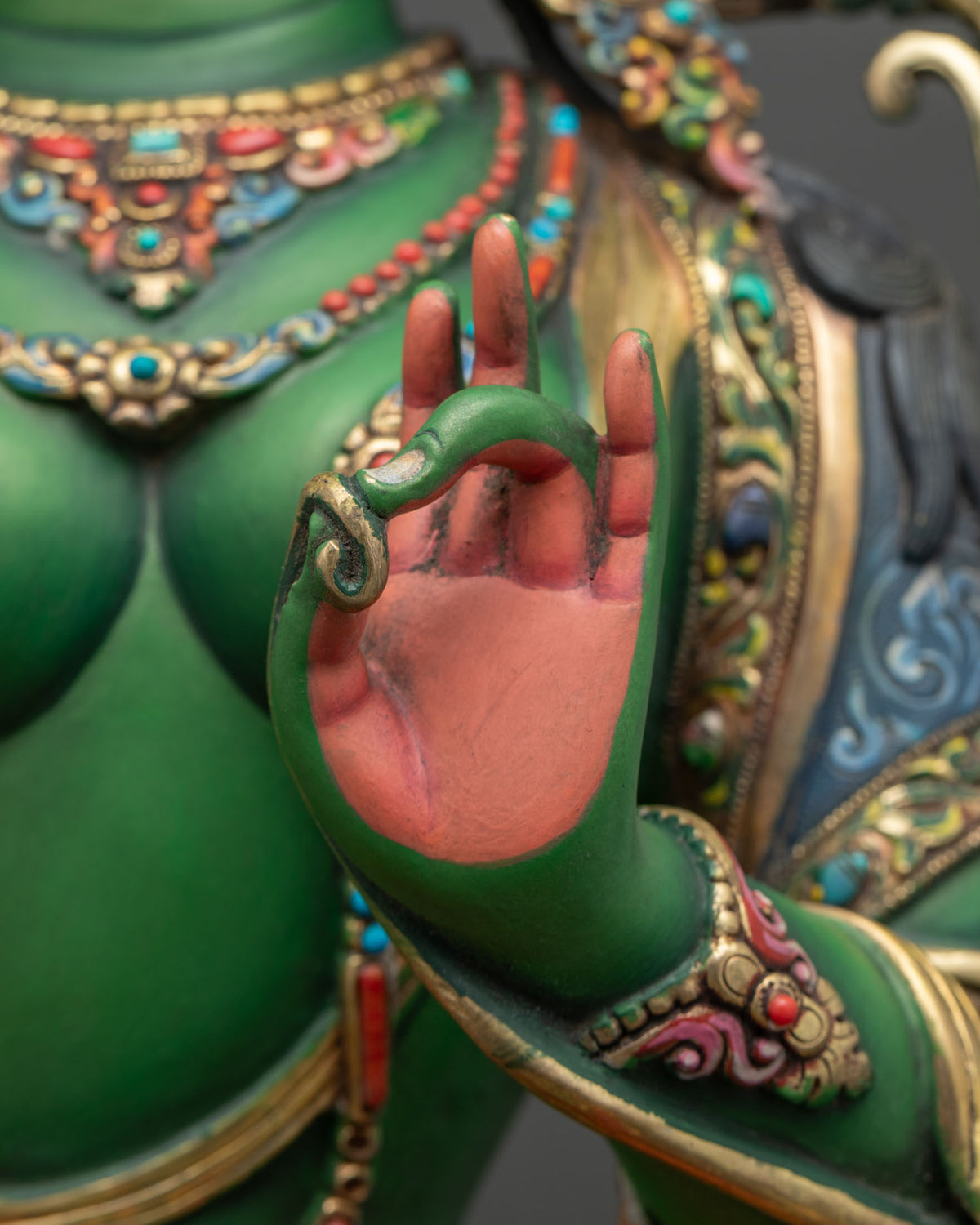 Vibrant Green Tara Sculpture – Handcrafted Nepali Buddhist Art