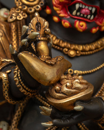 Wrathful Six-Armed Mahakala Statue | Powerful Vajrayana Buddhist Artwork