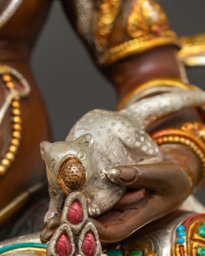 Oxidized Dzambhala Statue – Buddhist Wealth & Prosperity Deity Figurine