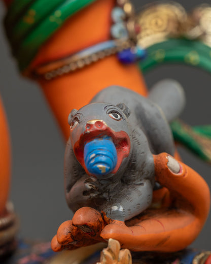 Yellow Dzambhala Statue | Traditional Newari Craftsmanship