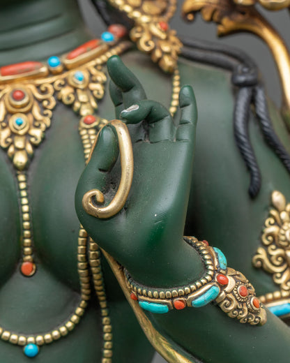 Standing Green Tara Statue | Large Buddhist Shrine Decor
